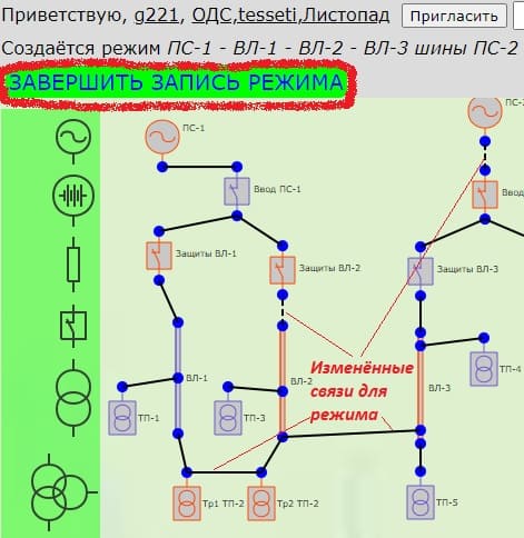 Пример создания аварийного режима сети.
